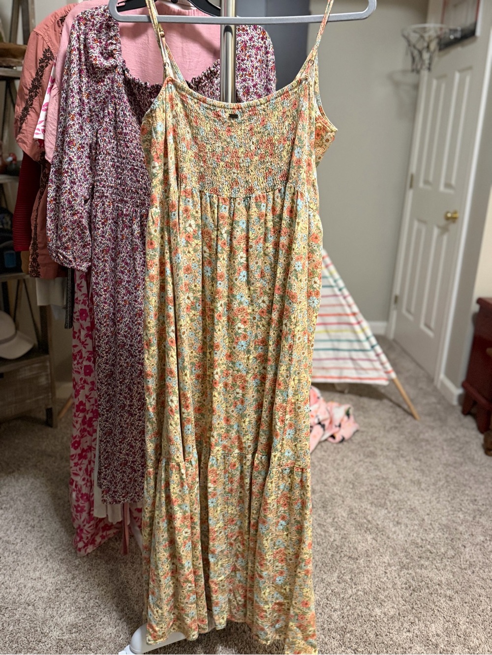 Rip Curl Yellow Floral Maxi Dress with Orange & Green Accents - Picture 4 of 4